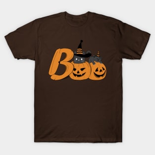 Halloween Cats And Pumpkins Boo T-Shirt